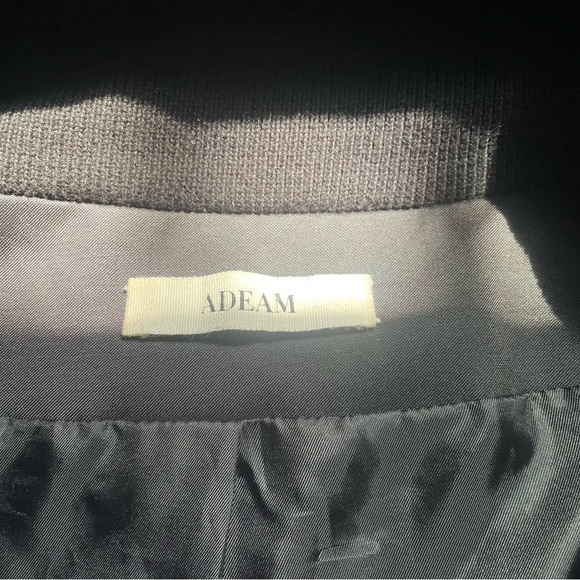 Adeam luxe bomber style cinched ties jacket w embroidery stitching black white - Picture 12 of 13